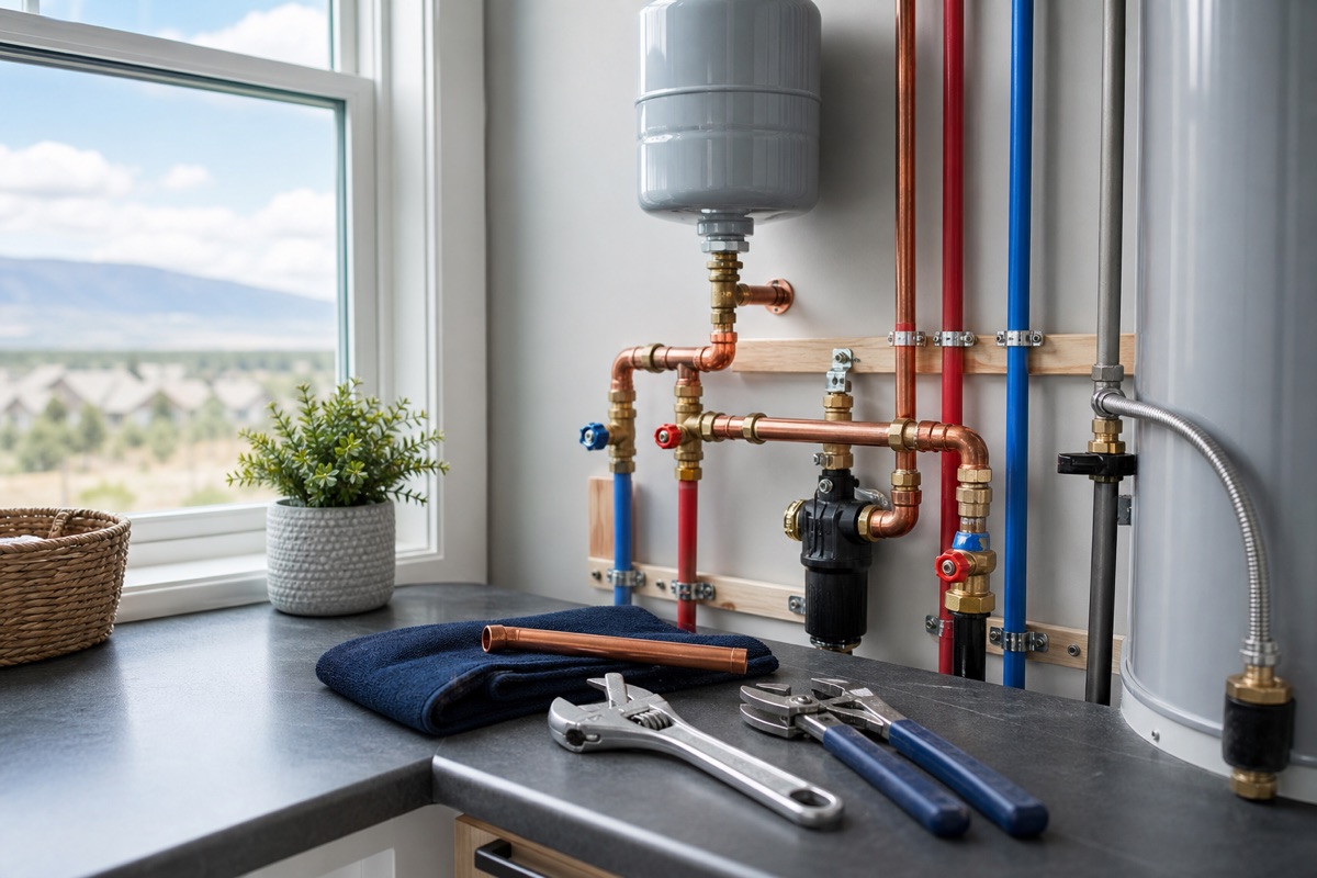 Residential copper plumbing and water heater connections